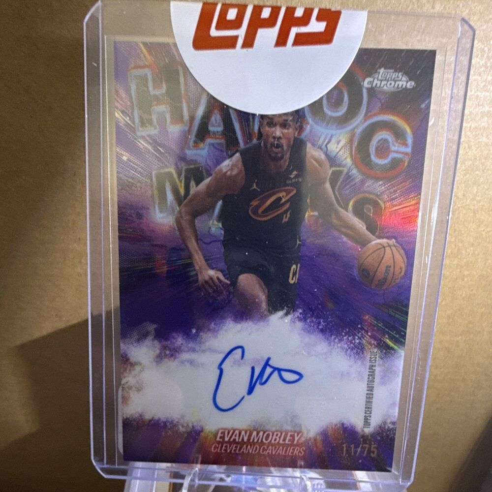 2025-26 Topps Chrome Updates Evan Mobley Cavs Havoc Marks HM-EM Auto 11/75